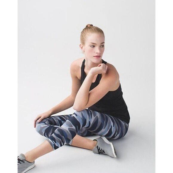 Lululemon Athletica Wunder Under Crop III Legging 4 Mini Coast Camo Navy Luon - Picture 2 of 9